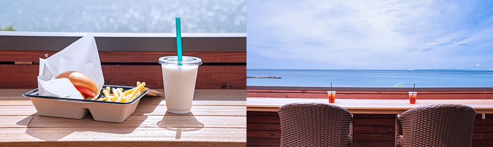 サンセットを望むカフェの風景